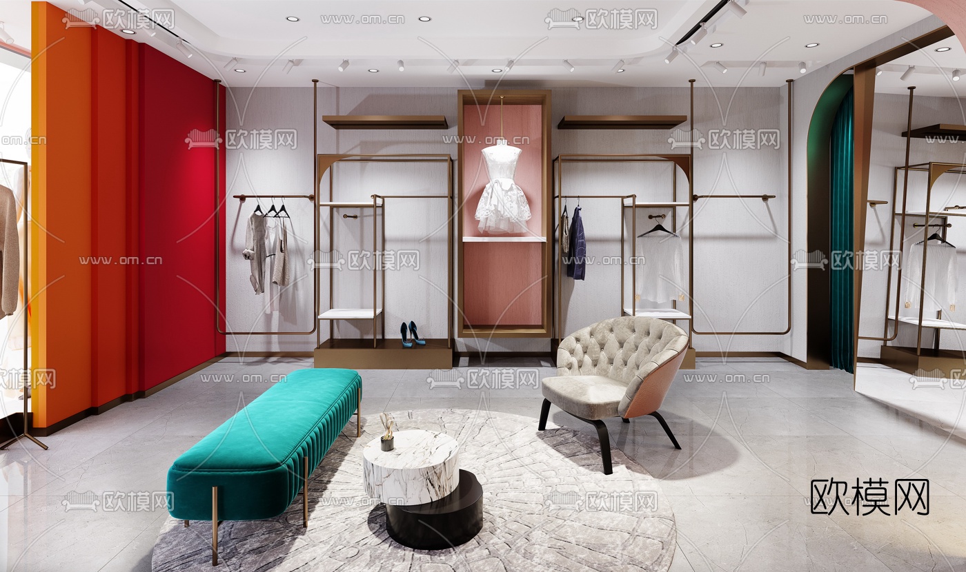 现代女装服装店3d模型