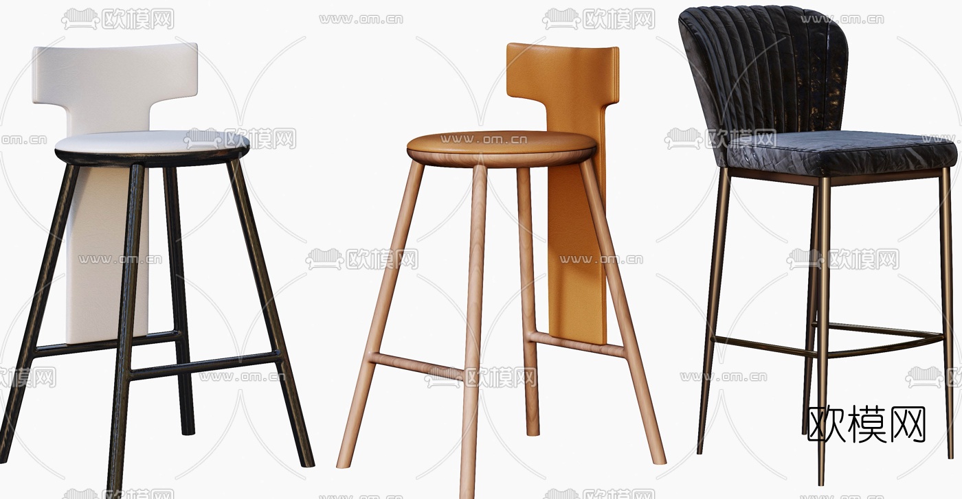现代简约吧台椅3d模型下载（渲染图8）