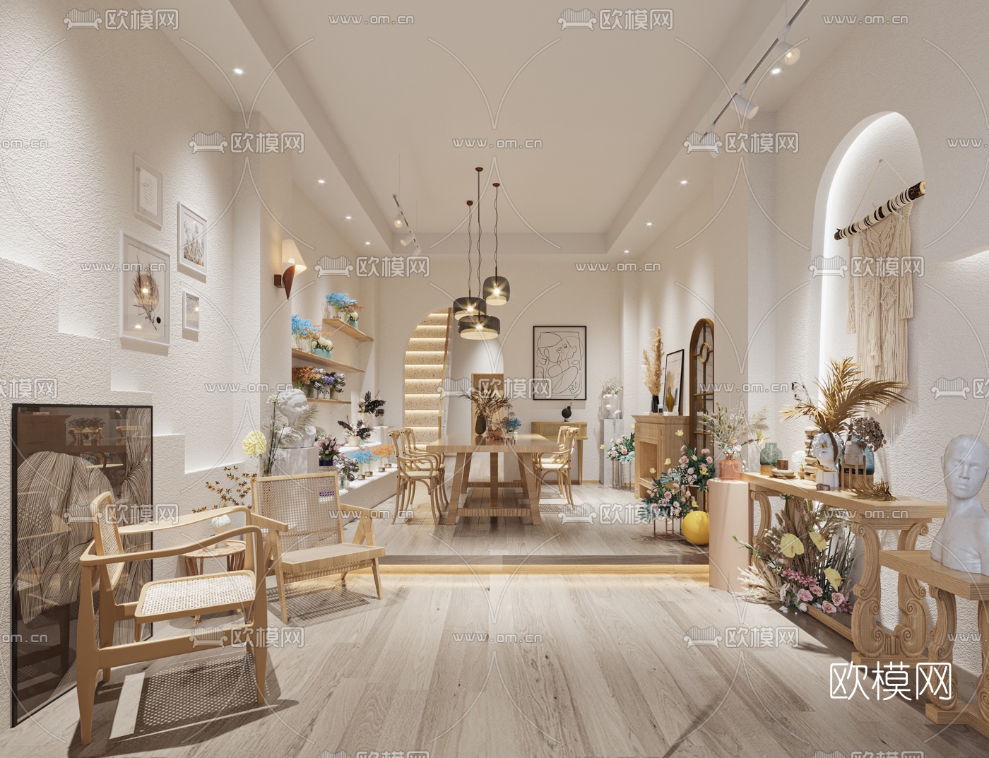 简欧简约花店3d模型下载（渲染图1）