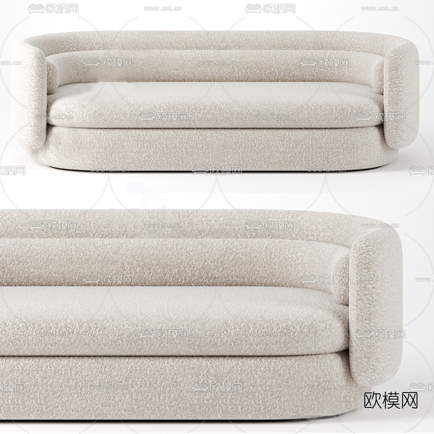 现代绒布休闲沙发3d模型-免费3dmax模型库-欧模网