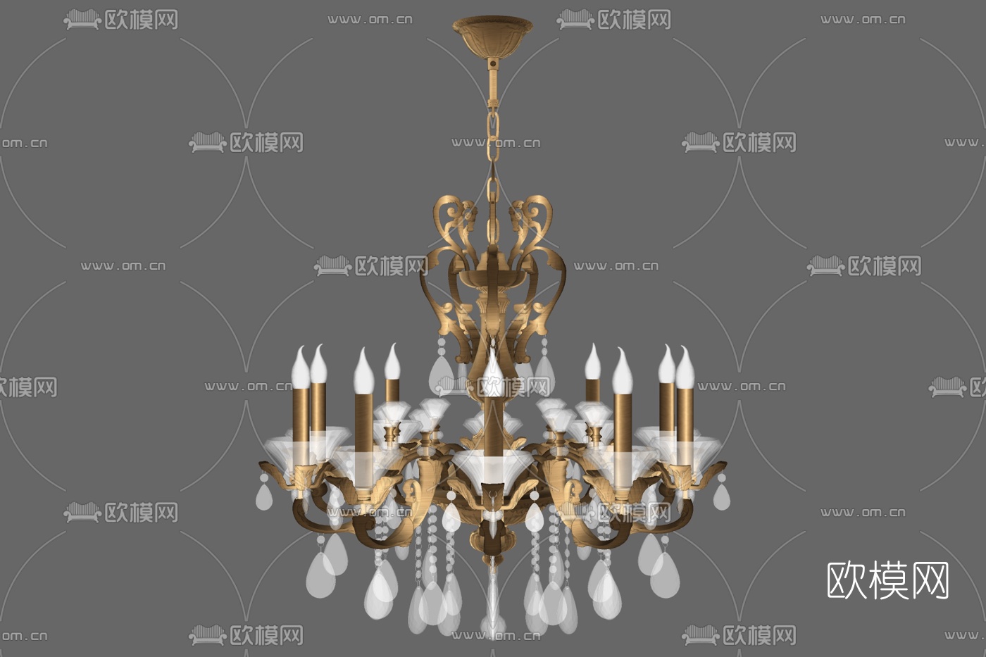 欧式烛台吊灯su模型下载