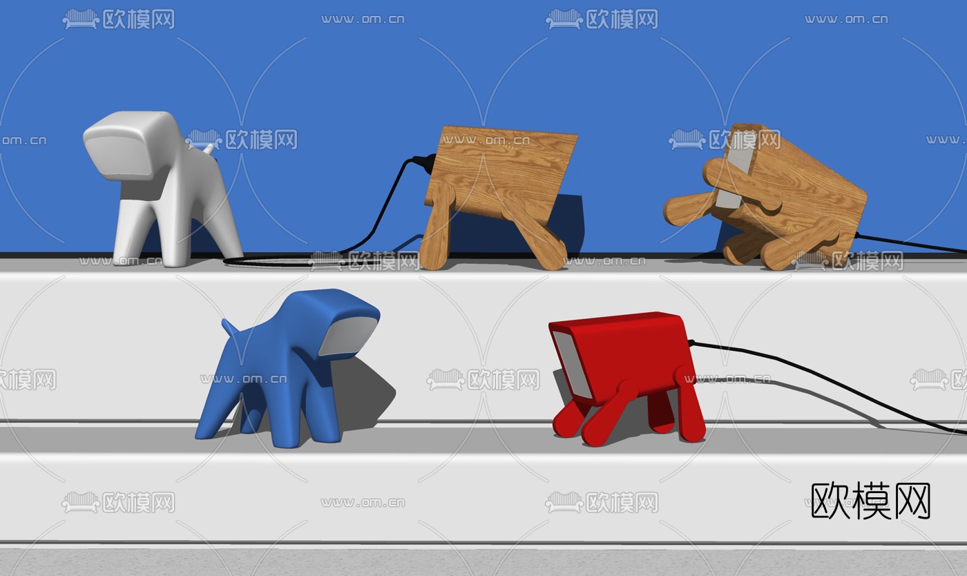 北欧小狗台灯su模型下载