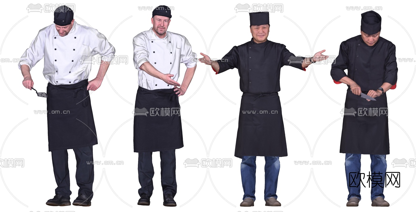 现代厨师师傅su模型下载