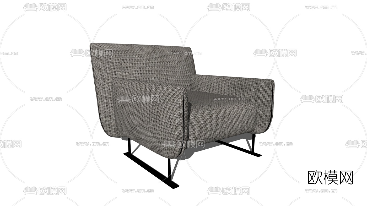 现代布艺单人沙发su模型下载（渲染图2）