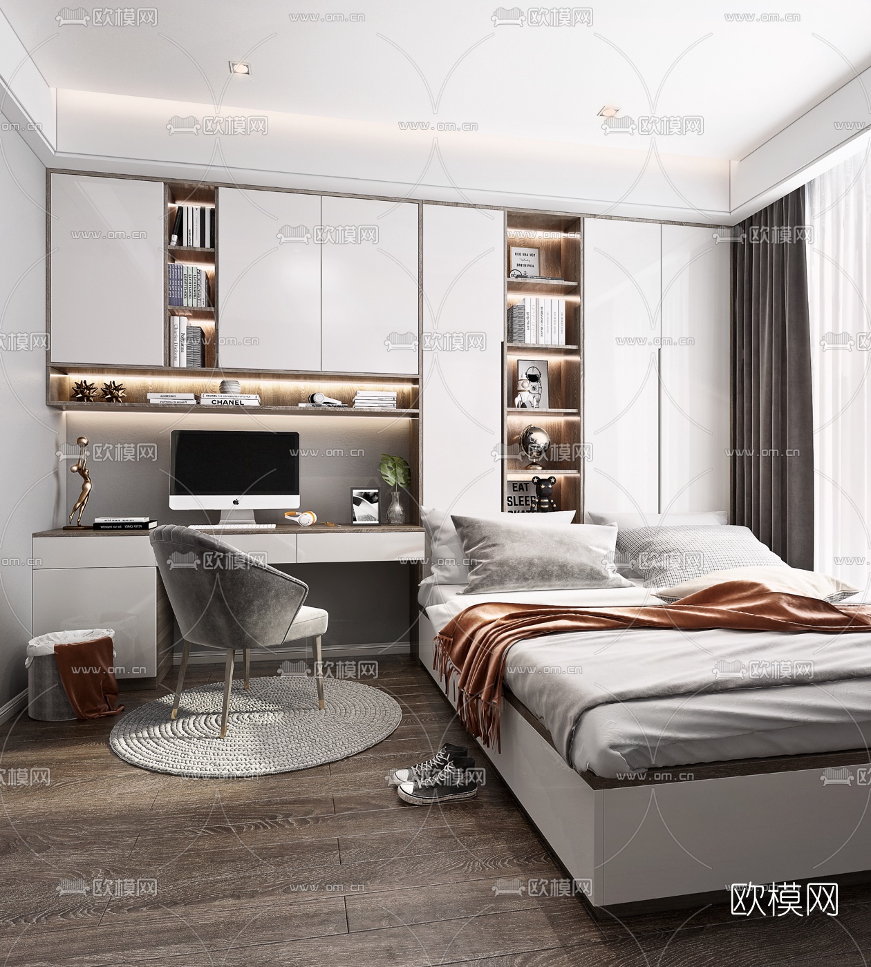 现代轻奢榻榻米卧室3d模型