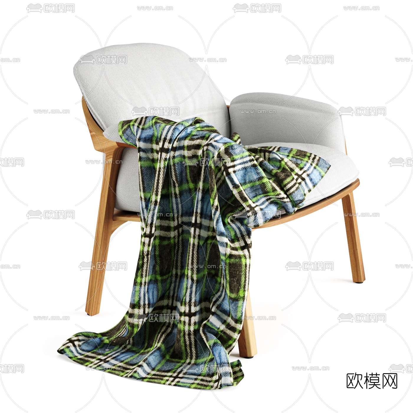 北欧休闲扶手椅3d模型下载（渲染图2）