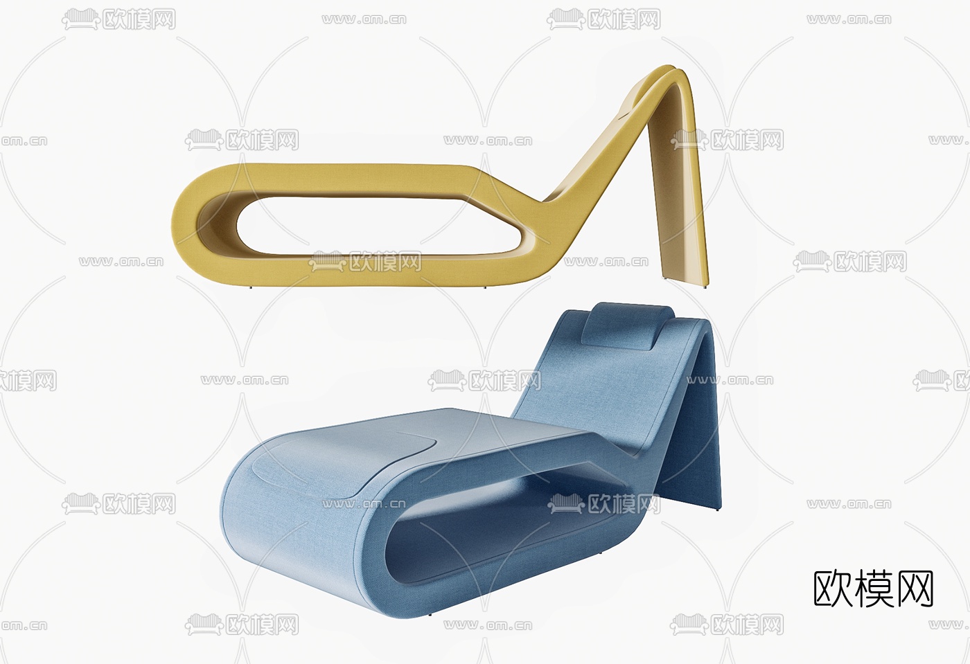 现代简易躺椅3d模型