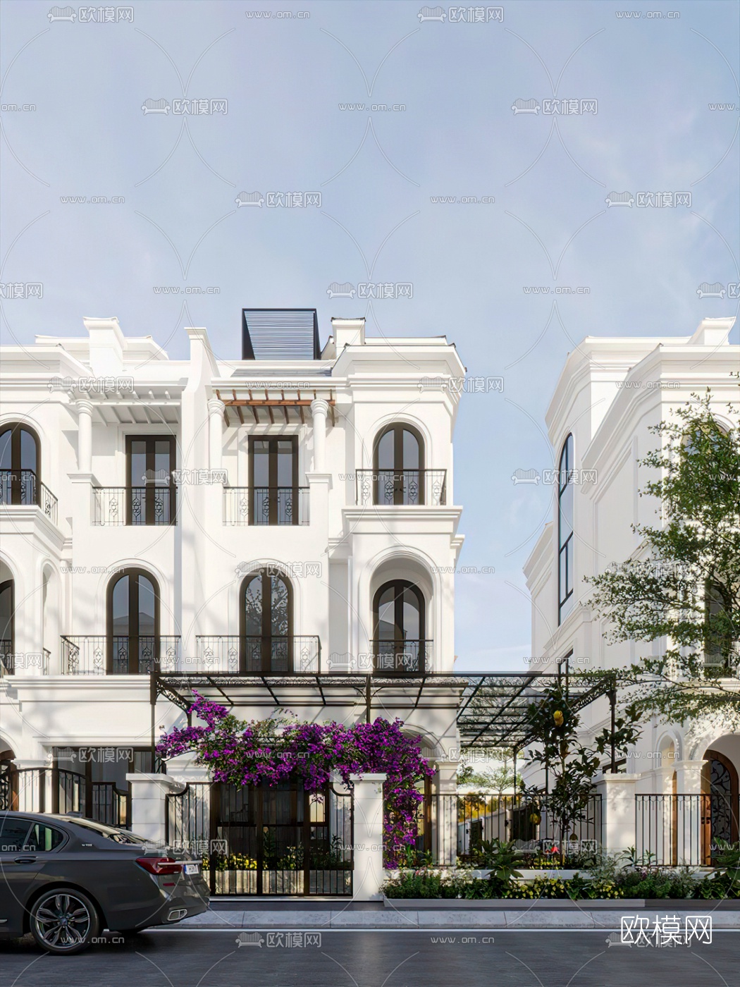 欧式独栋别墅外观3d模型下载（渲染图1）
