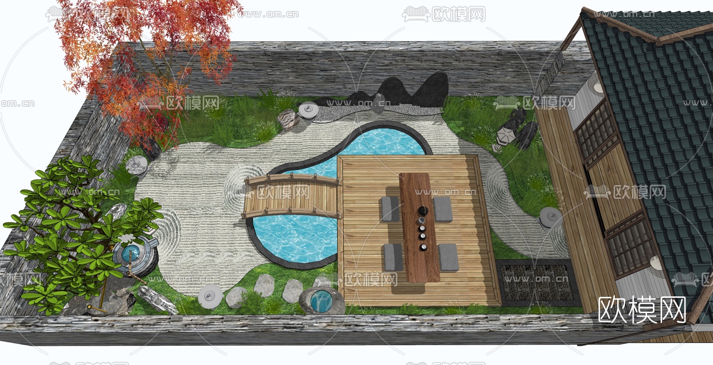 日式庭院景观su模型下载（渲染图6）