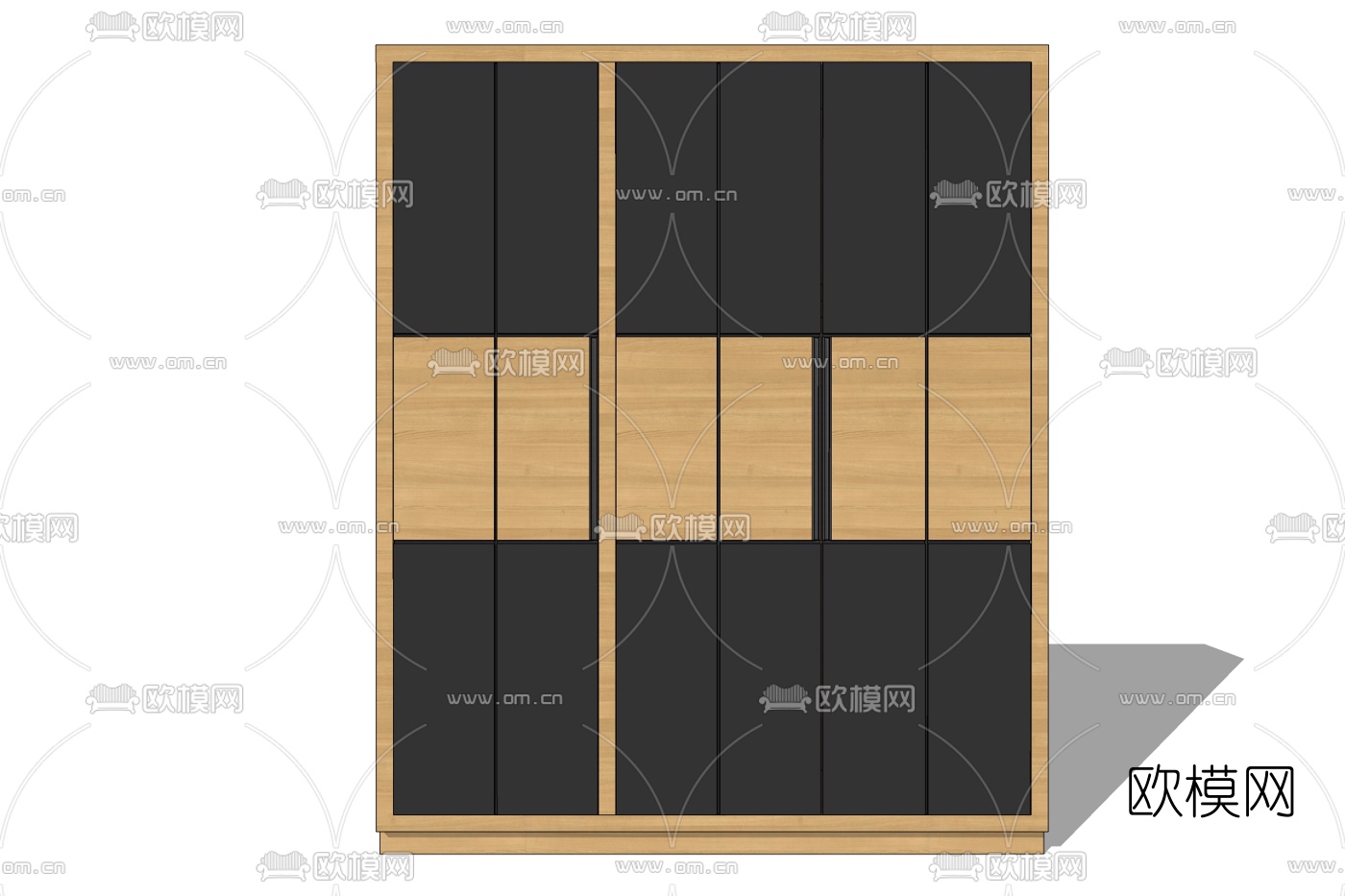 现代多功能储物衣柜免费su模型下载
