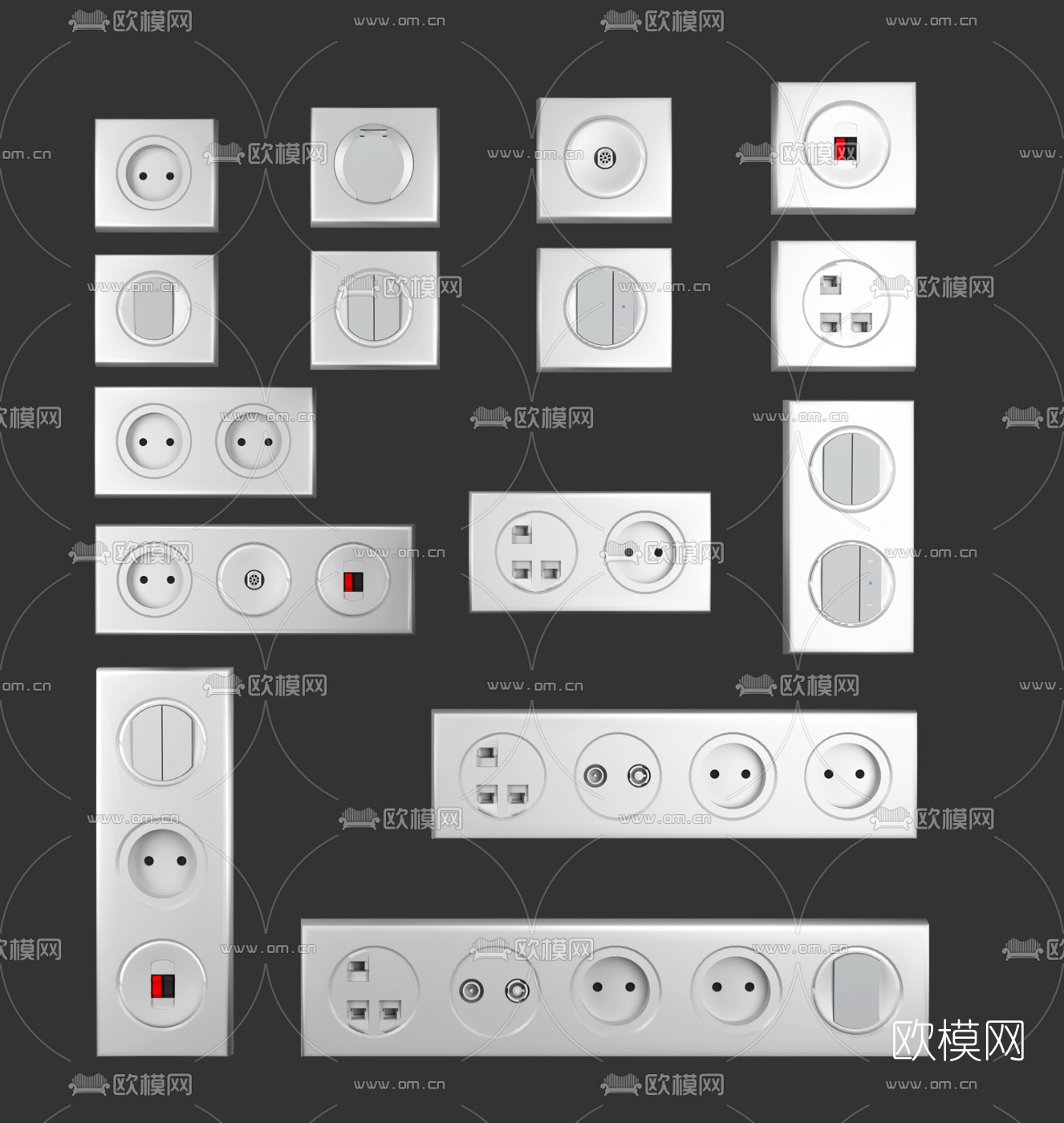 现代开关插座面板3d模型