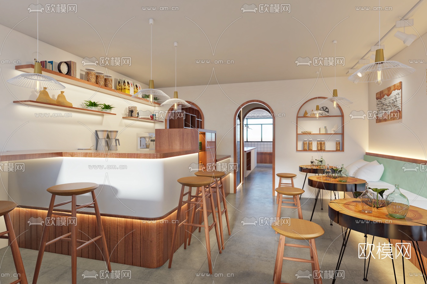 北欧蛋糕店咖啡店免费3d模型下载（渲染图1）