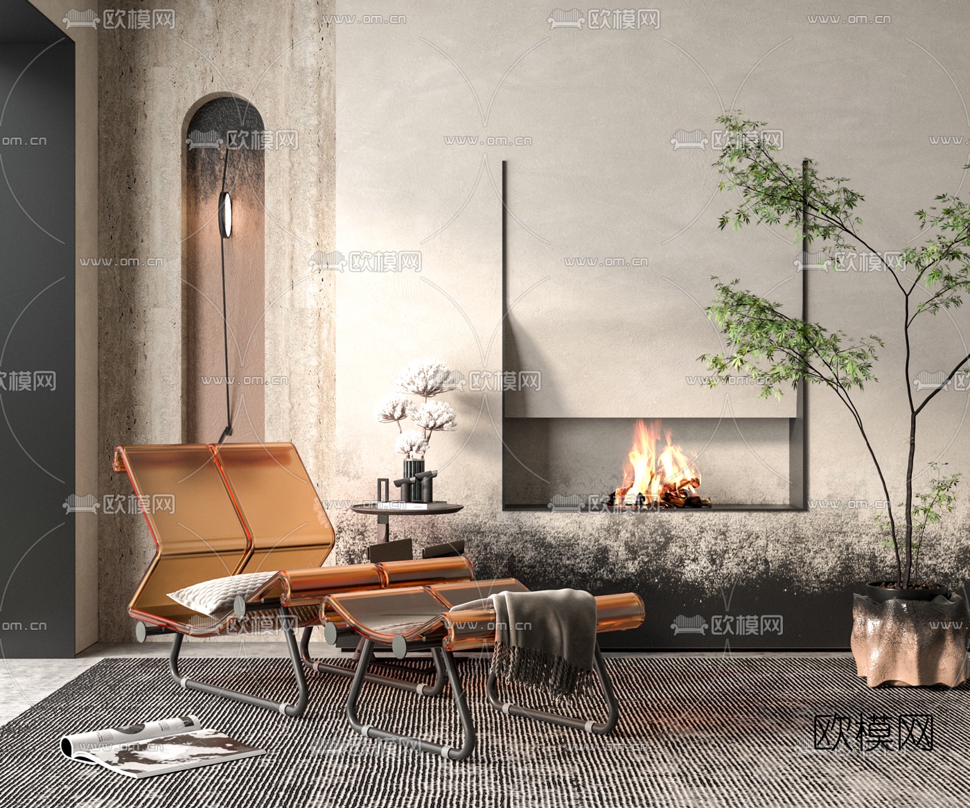 现代亚克力透明躺椅3d模型下载