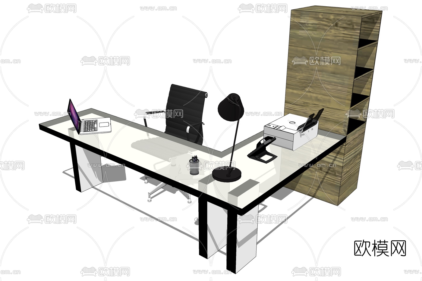 现代卡座办公桌免费su模型下载