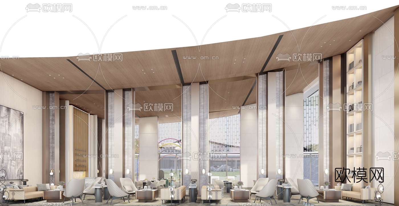 现代轻奢售楼处3d模型下载（渲染图2）