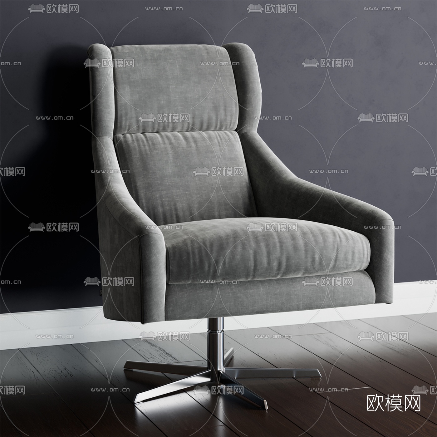 现代绒布办公椅3d模型