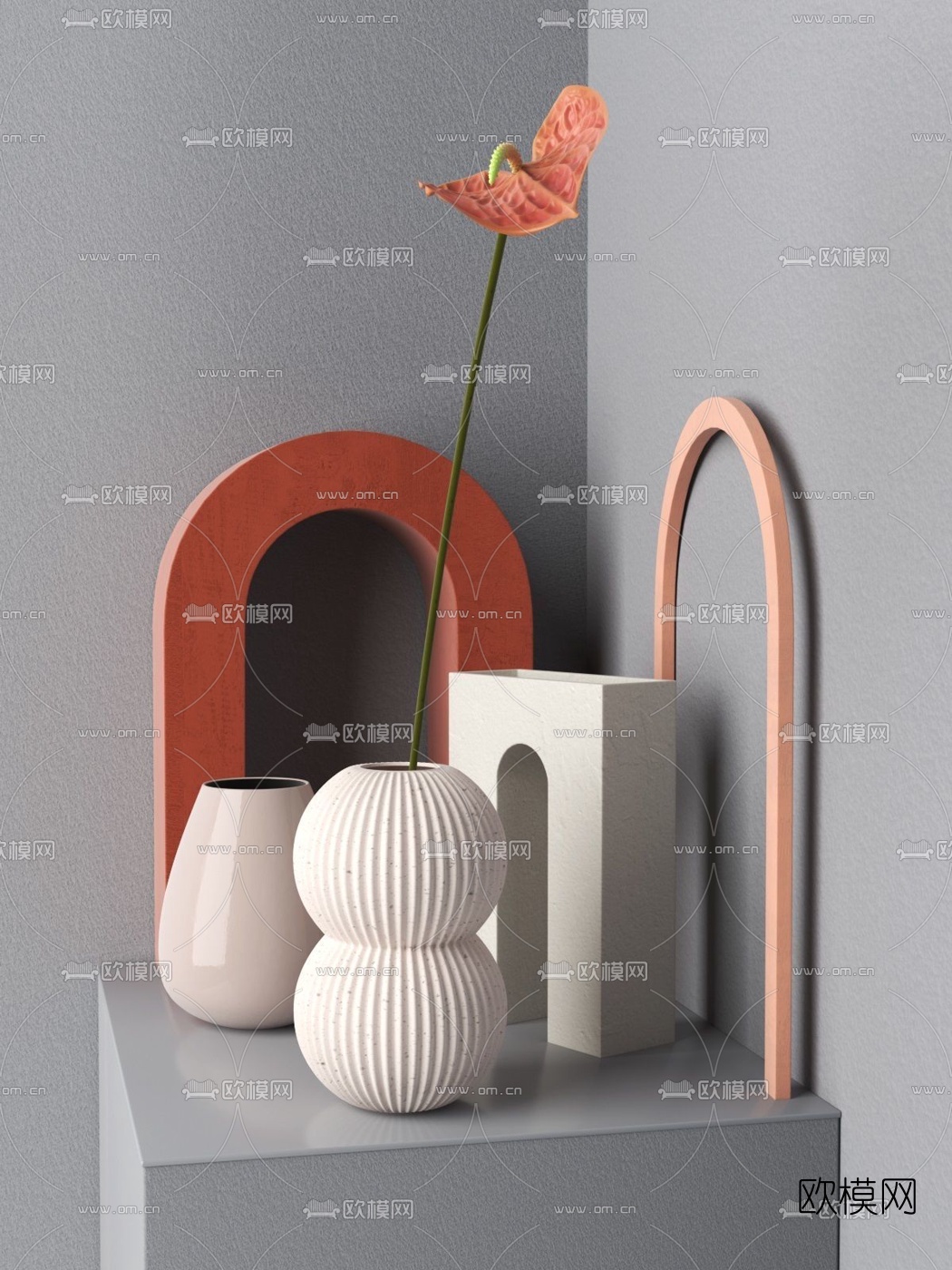 北欧花瓶插花陈设摆件3d模型