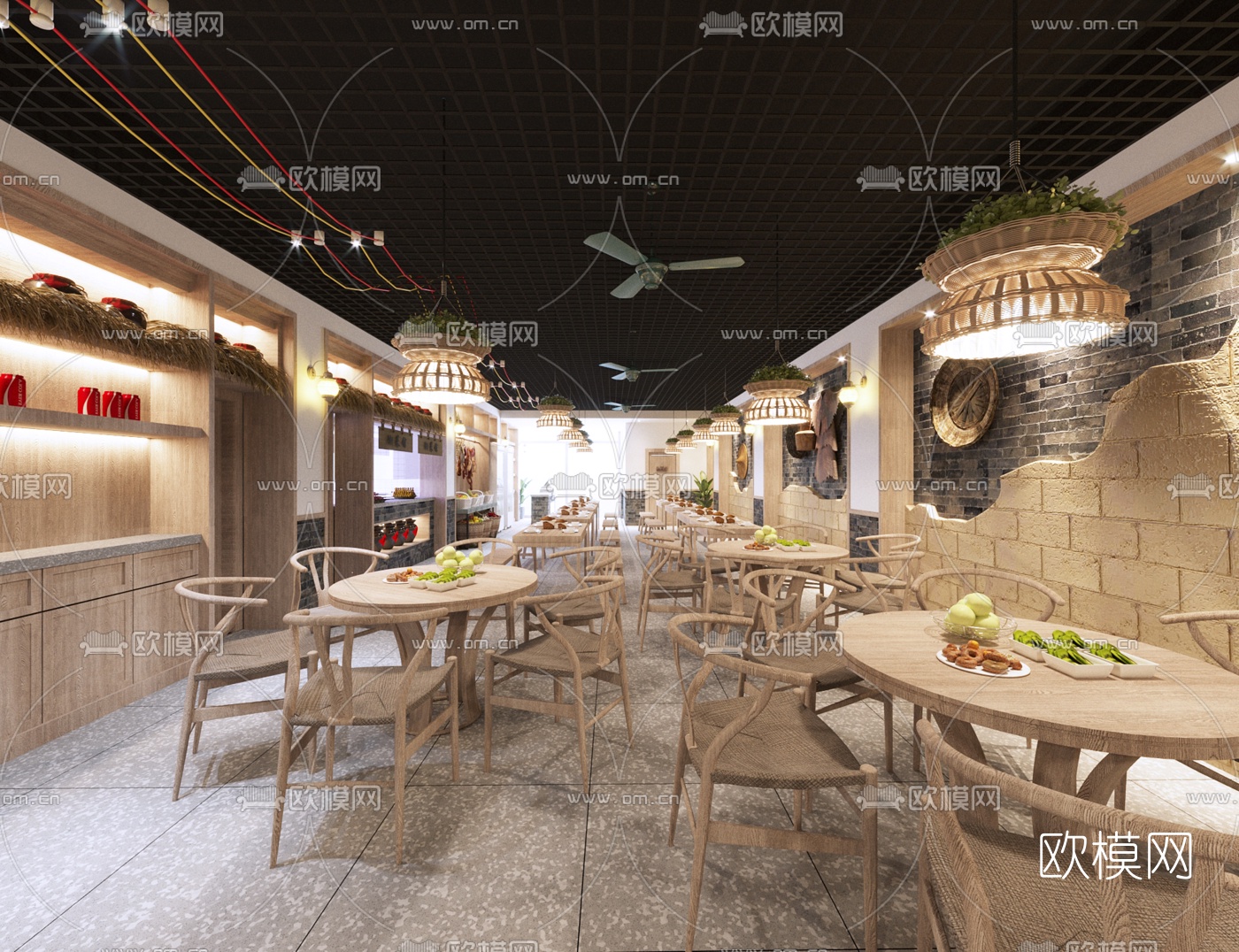 自然风湘菜馆免费3d模型下载（渲染图2）