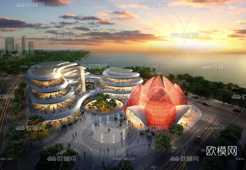 现代商业中心鸟瞰3d模型下载