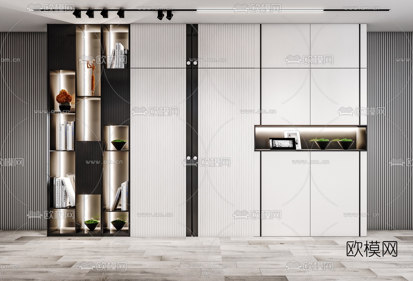 现代轻奢装饰柜3d模型下载（渲染图1）