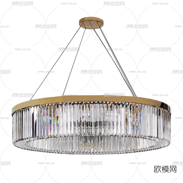 现代金属水晶吊灯免费3d模型下载