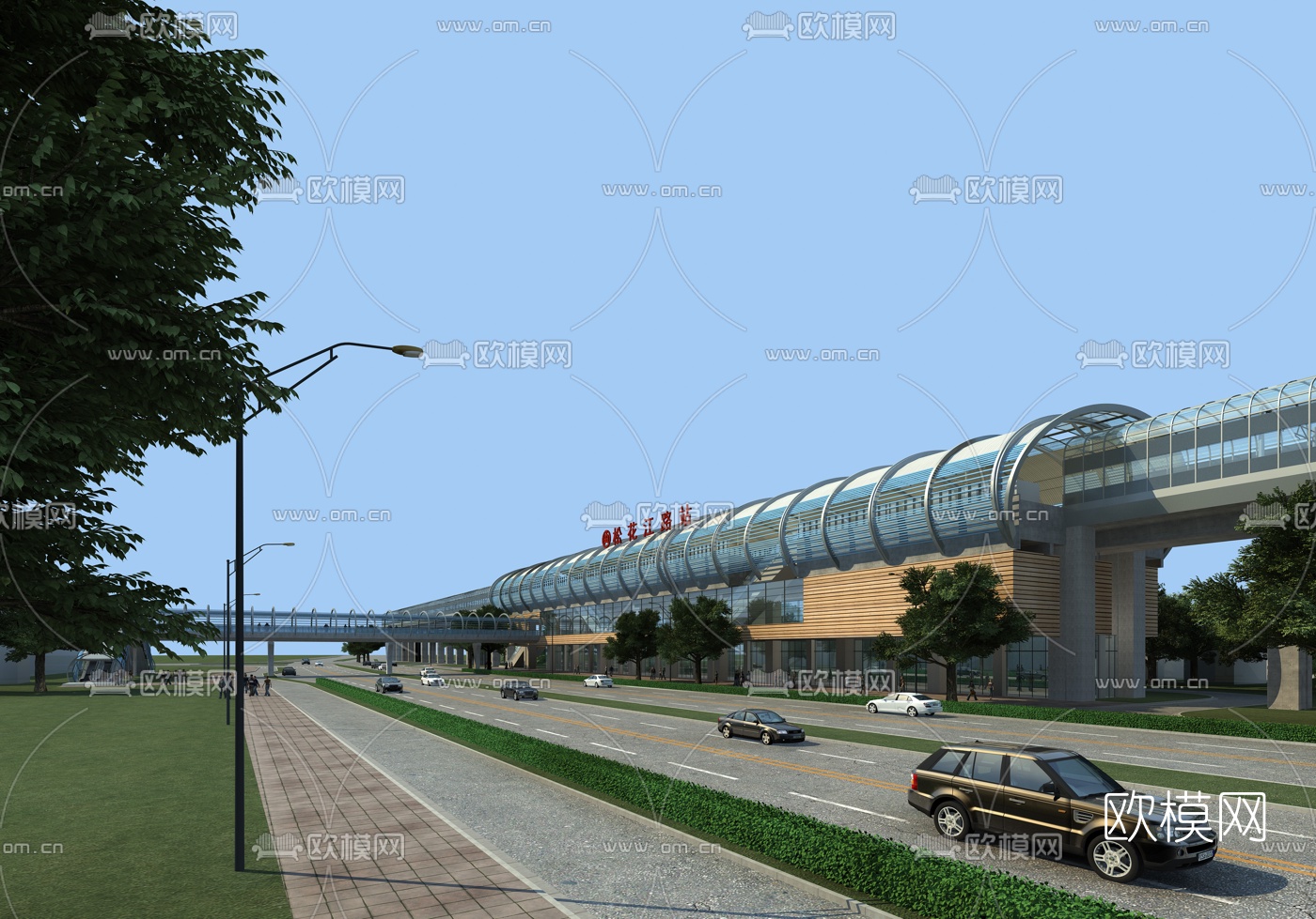 现代地铁站外观3d模型下载