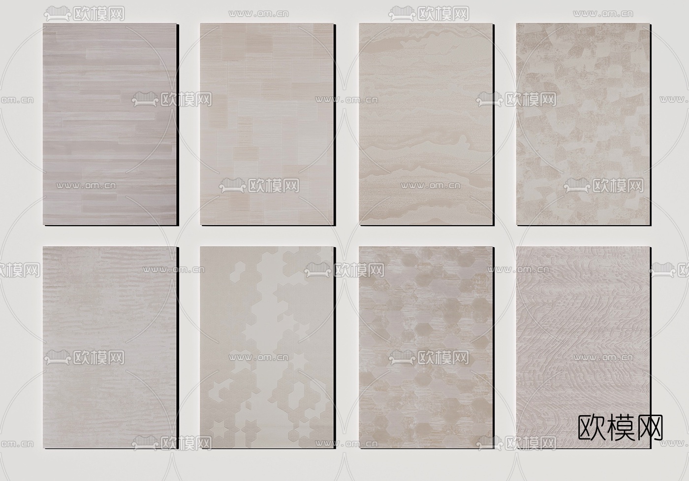 现代布艺方形地毯3d模型下载