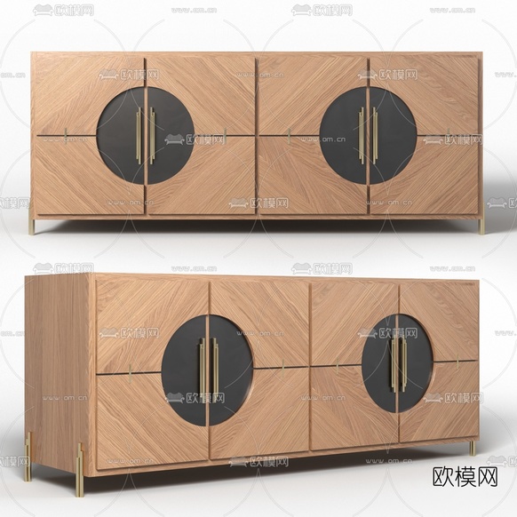 新中式实木边柜3d模型下载
