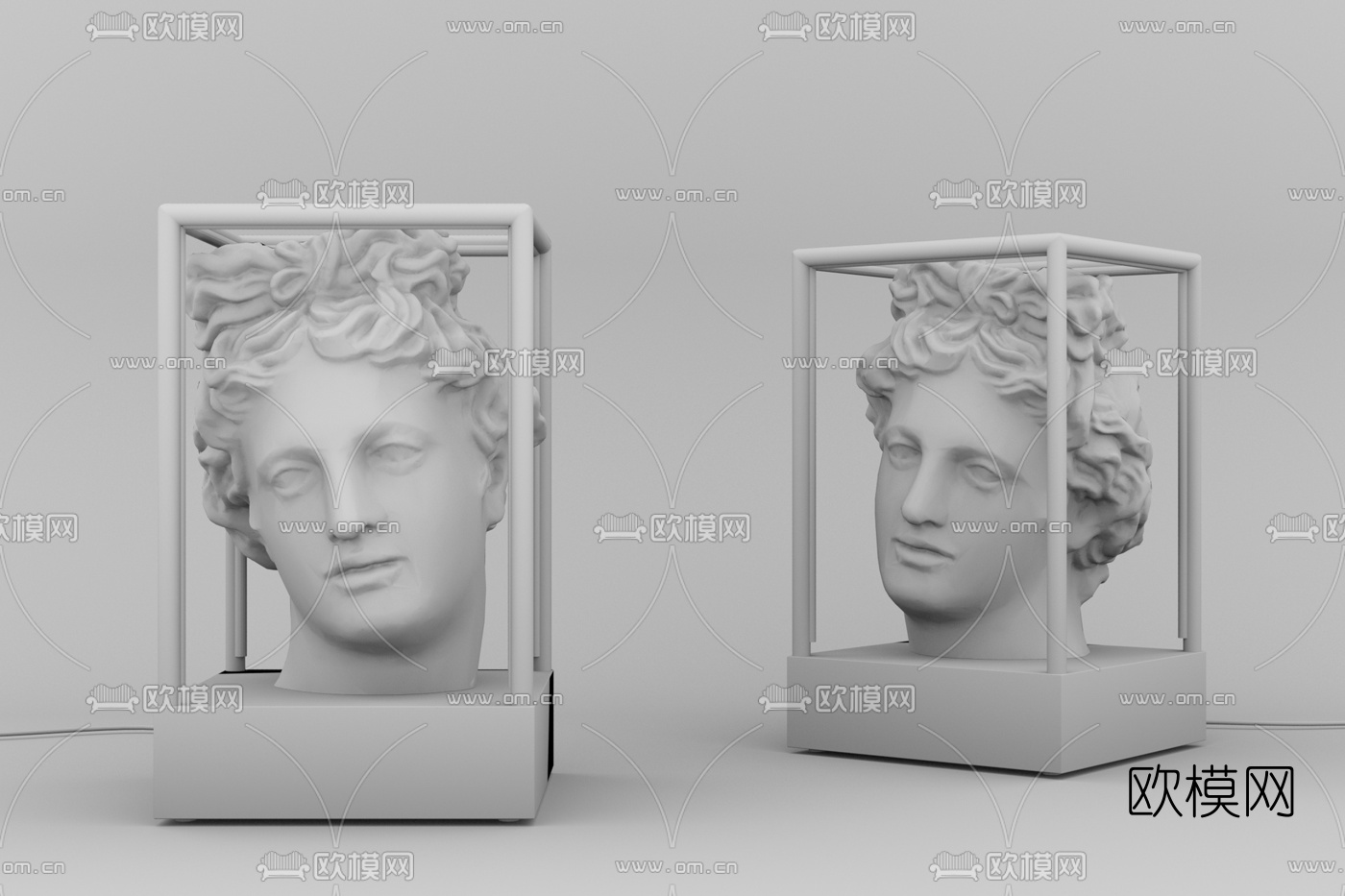 欧式人物头像雕塑su模型下载（渲染图3）