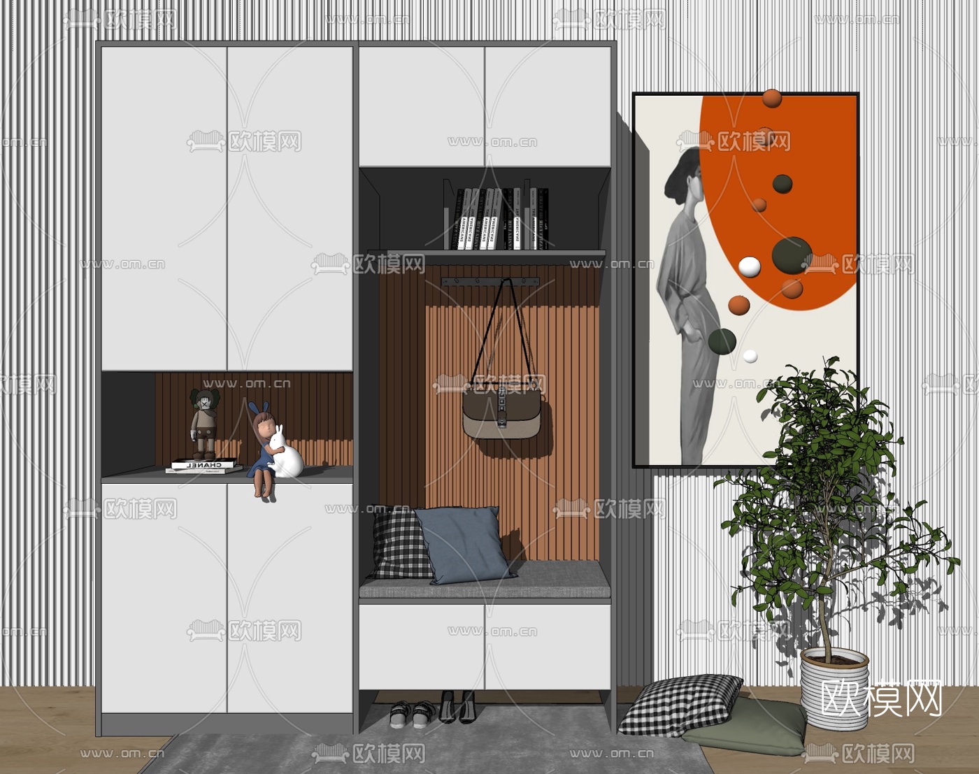 现代鞋柜su模型下载