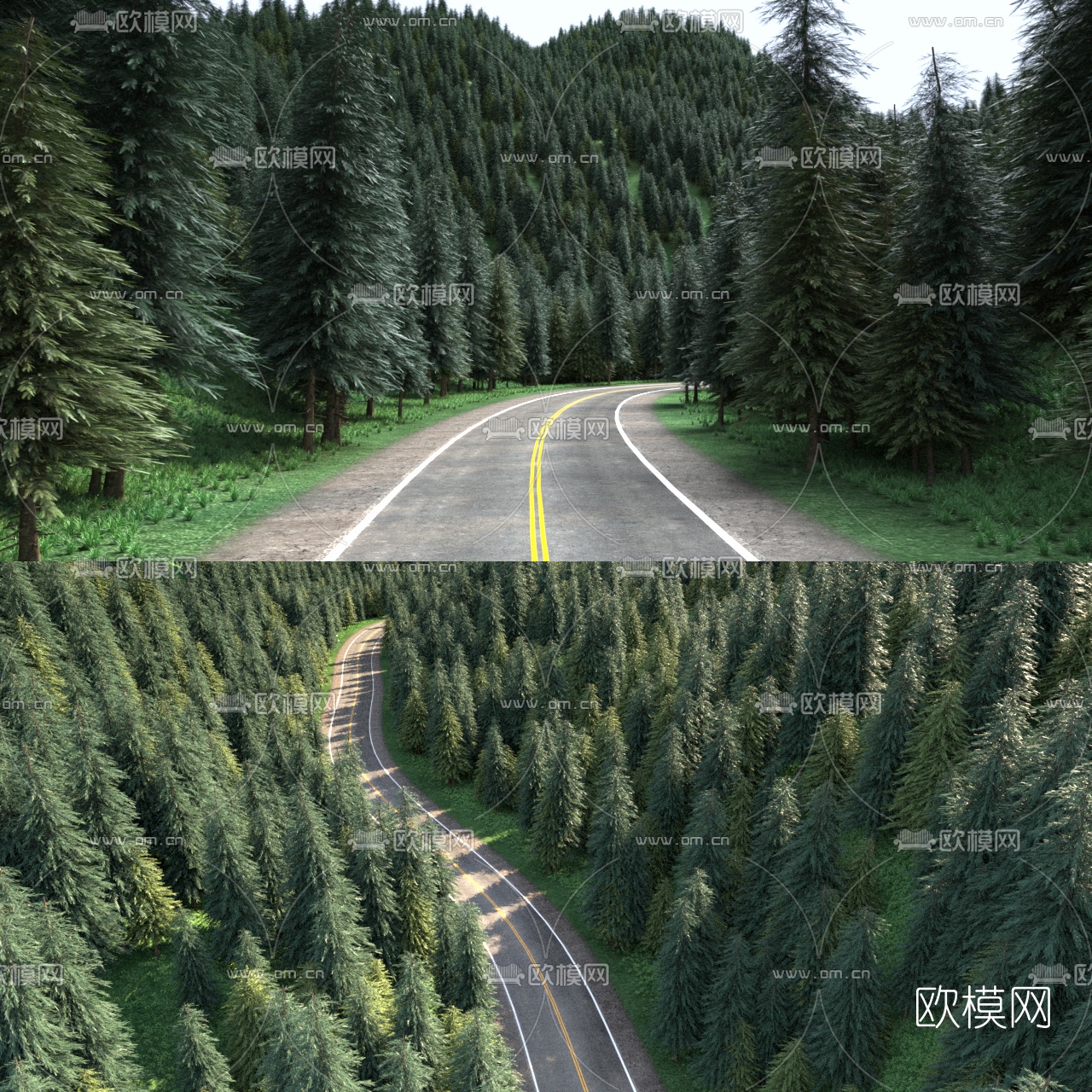 现代山林公路园林景观3d模型