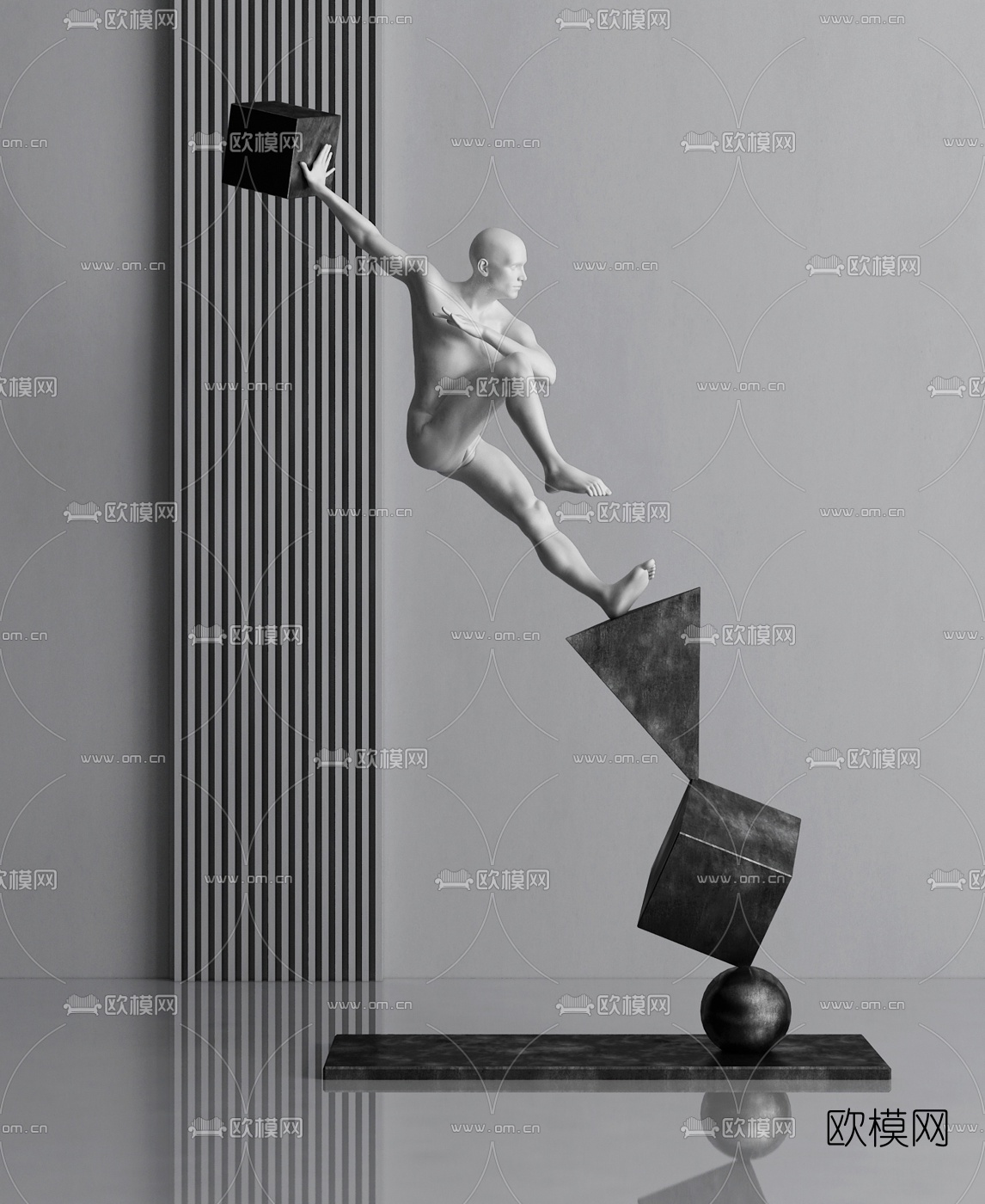现代人物雕塑3d模型