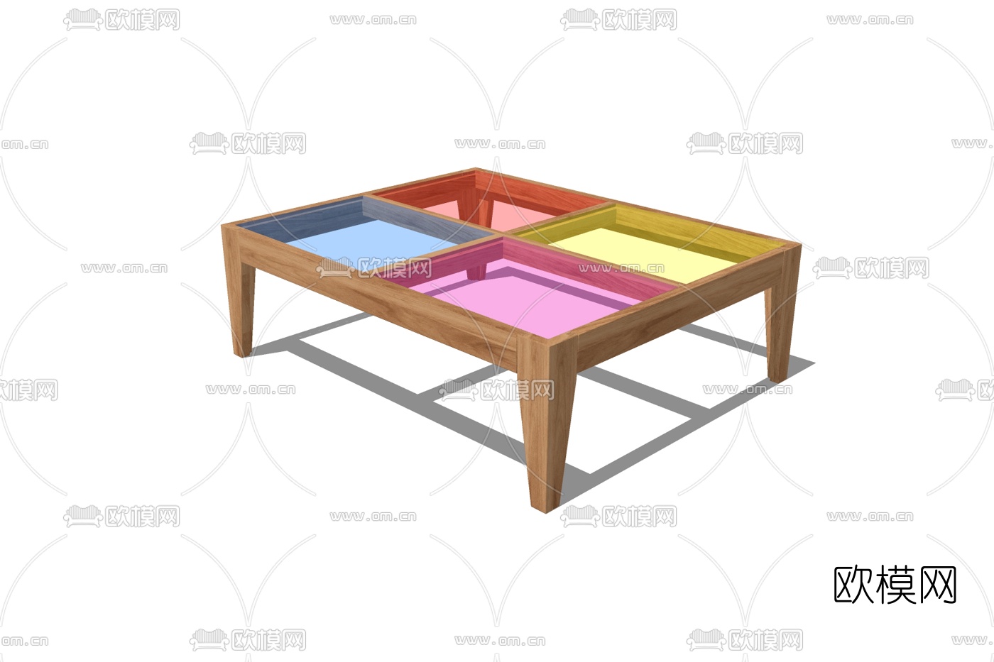 北欧原木茶几su模型下载