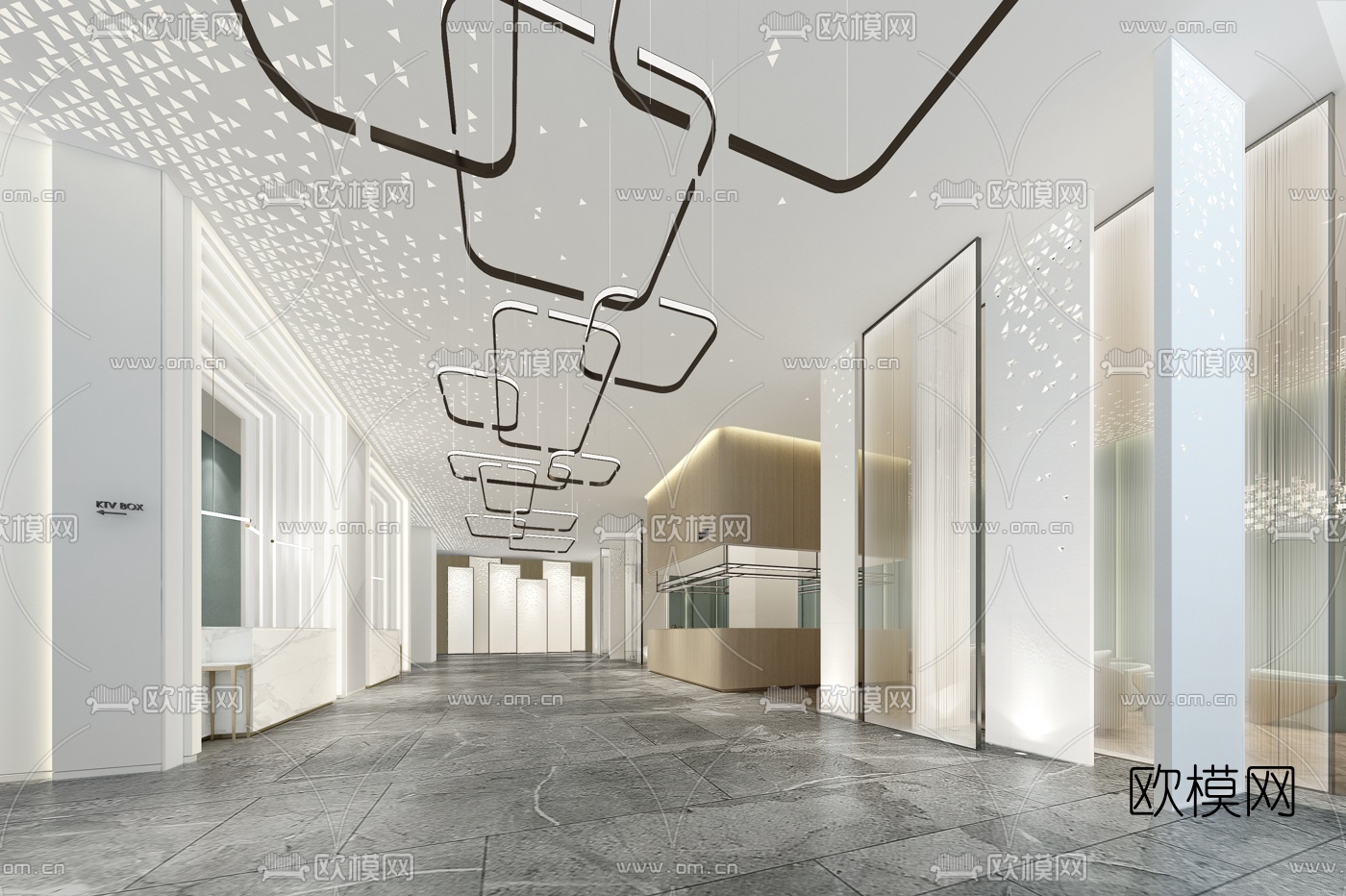 现代轻奢办公接待室3d模型下载（渲染图2）