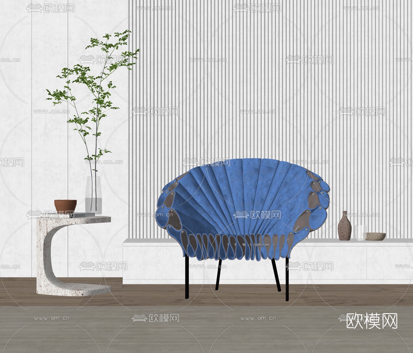 现代布艺休闲椅su模型