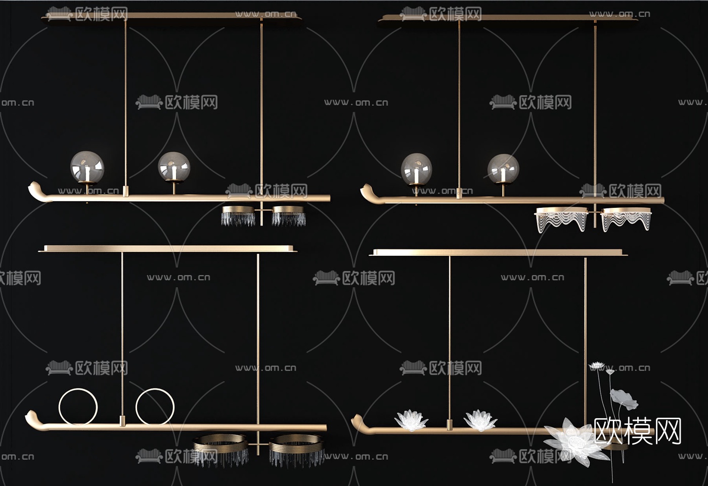 新中式轻奢吊灯3d模型