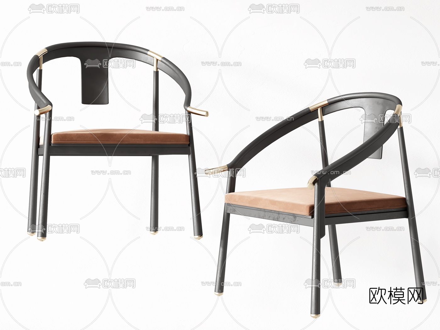 新中式轻奢圈椅单椅3d模型下载_id:10073471_3dmax免费模型-欧模网