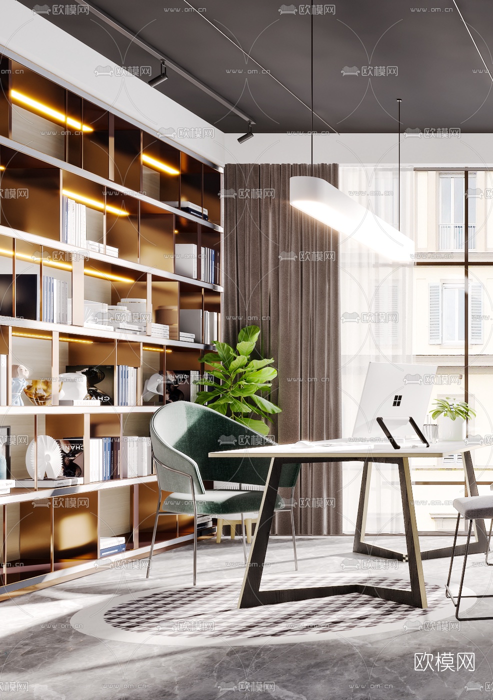 北欧总经理办公室3d模型下载（渲染图3）