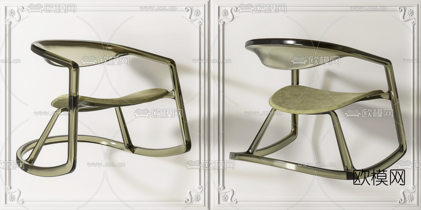 后现代亚克力休闲椅3d模型下载（渲染图3）