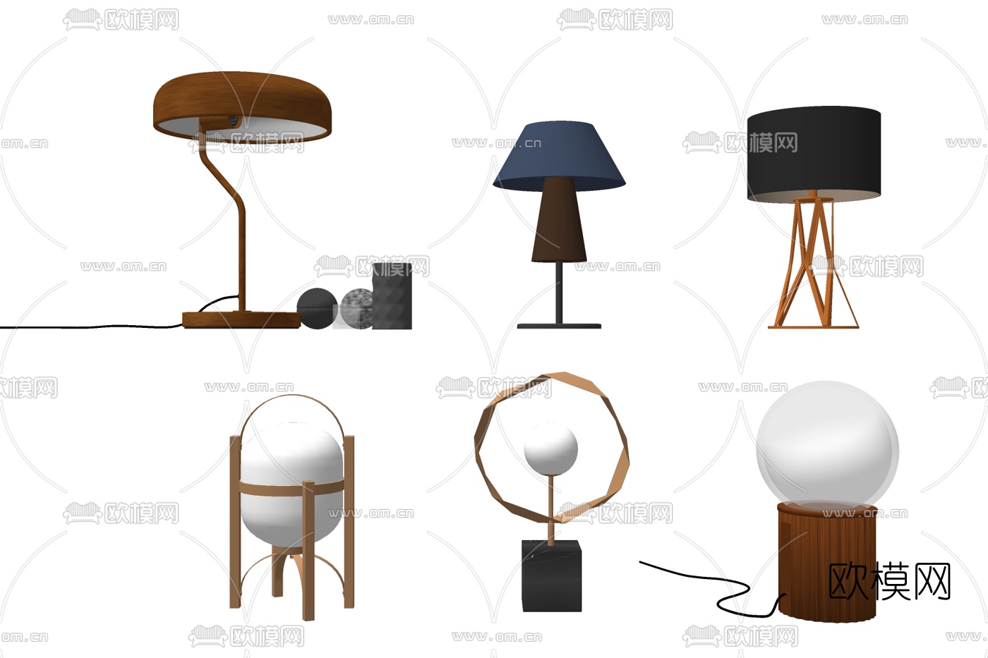 现代轻奢台灯su模型下载
