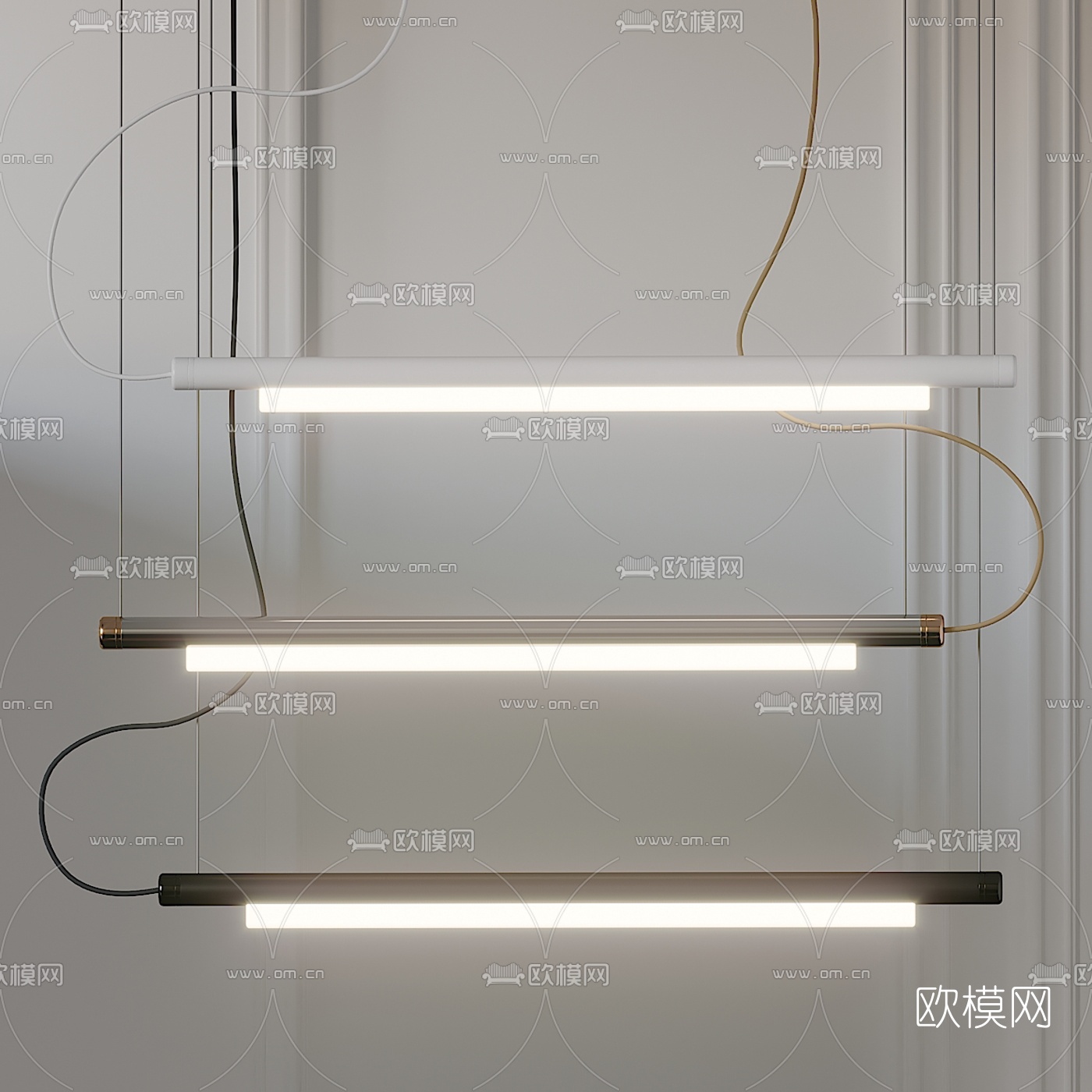 现代金属管吊灯组合3d模型下载