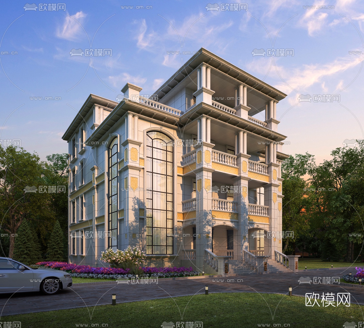 欧式独栋别墅3d模型