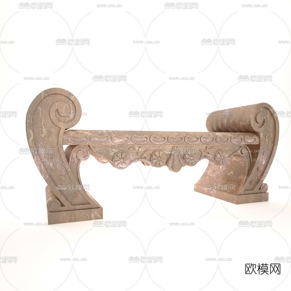欧式石椅免费3d模型下载
