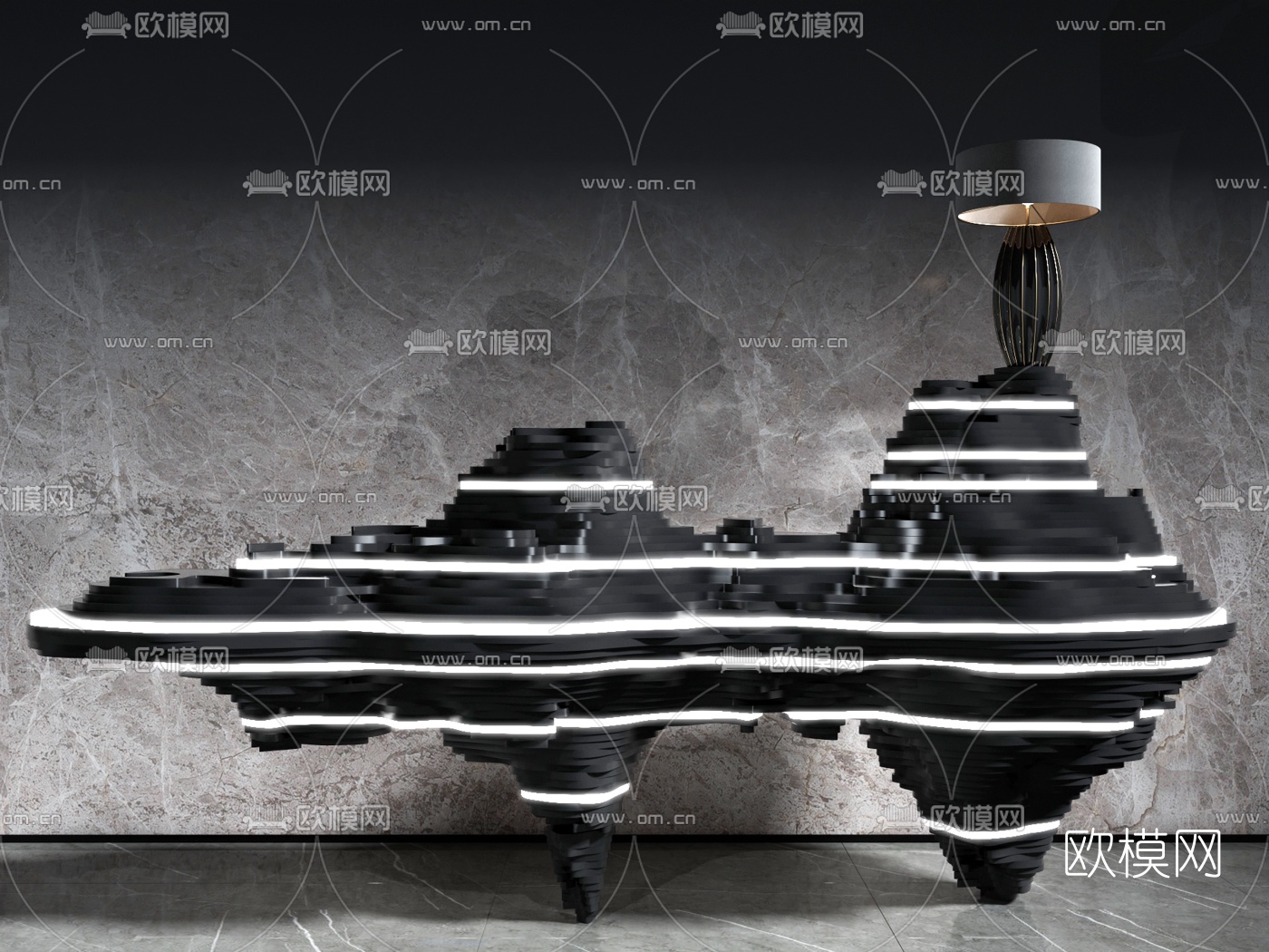 现代异形雕塑吧台3d模型