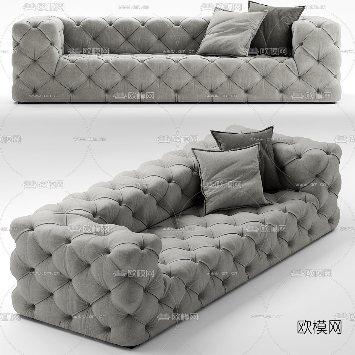 简欧布艺转角沙发3d模型
