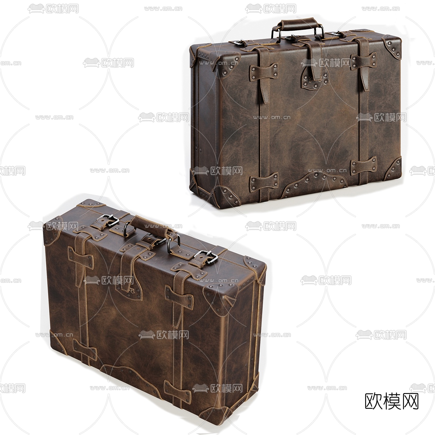 现代复古行李箱皮箱3d模型