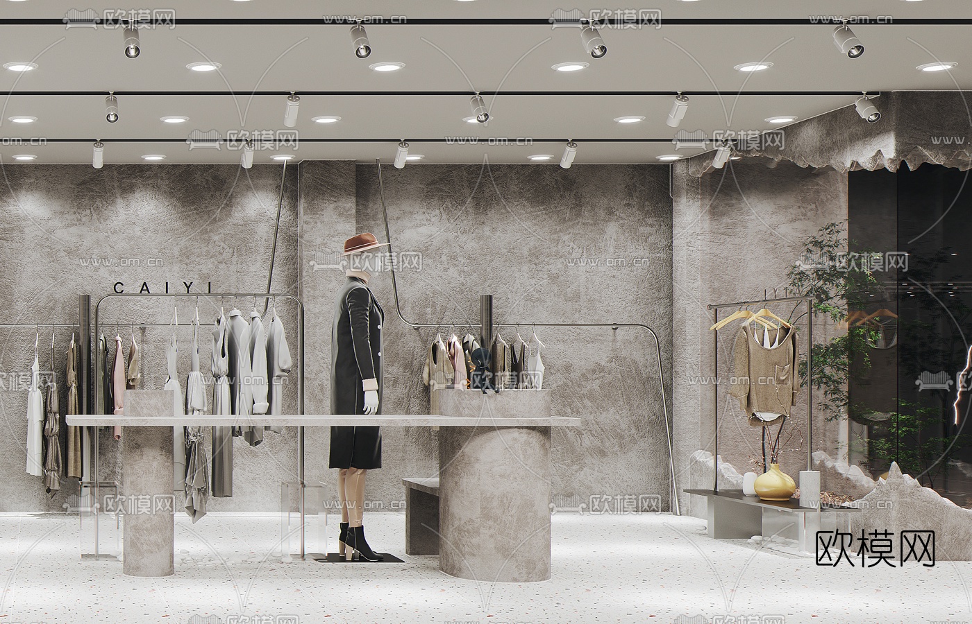 现代侘寂服装店3d模型