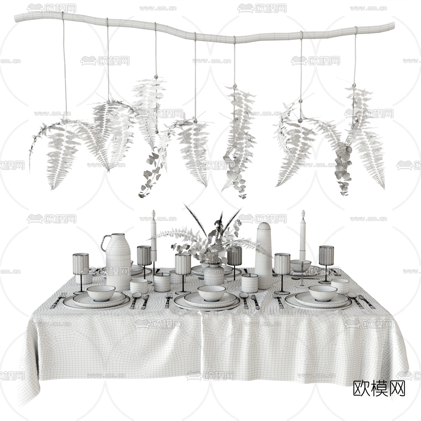 现代西餐厅餐具3d模型下载（渲染图3）