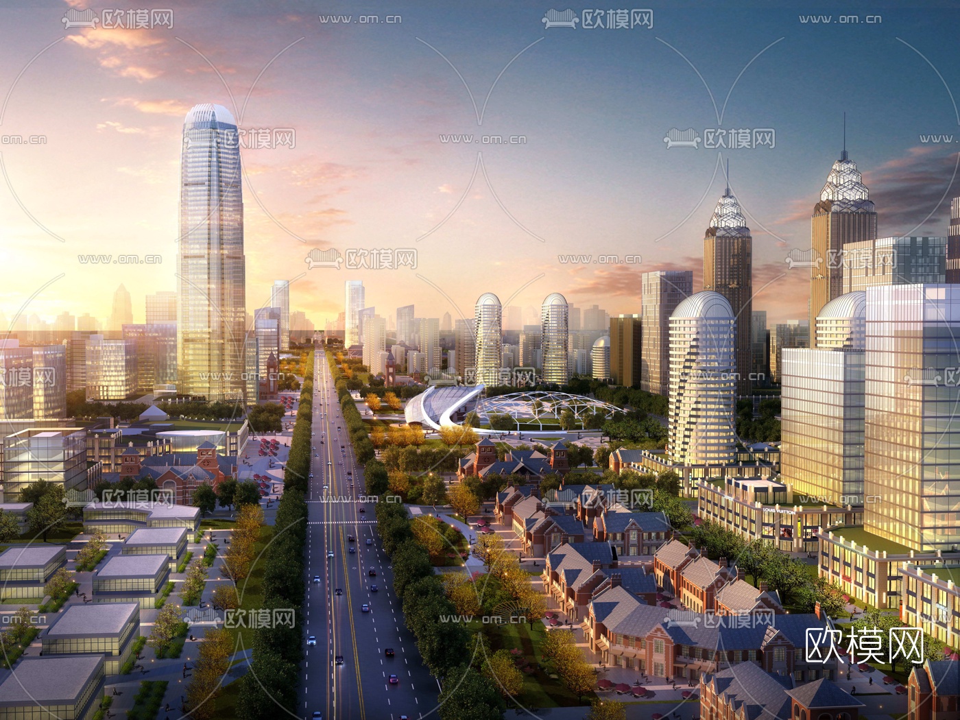现代城市建筑鸟瞰规划3d模型