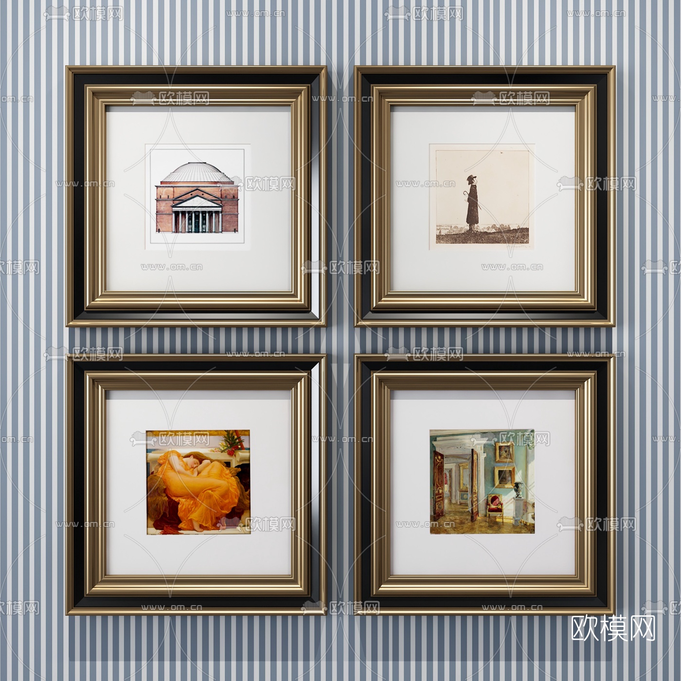 美式艺术装饰画3d模型下载